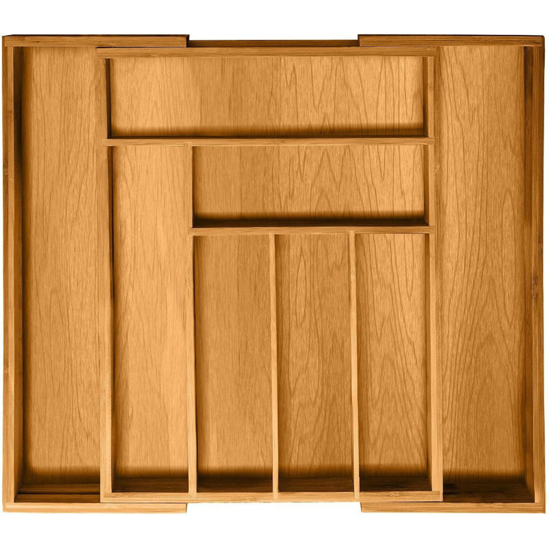 Expandable Bamboo Kitchen Drawer Organizer with Adjustable Compartments