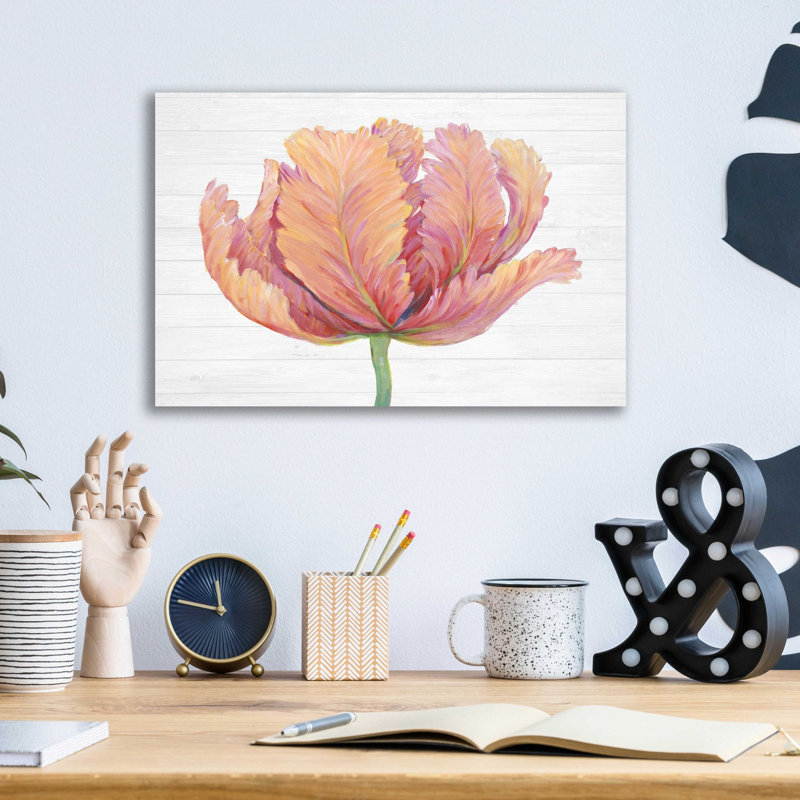 «Single Pink Bloom I» par Tim O'Toole, art mural en verre acrylique, 36 po x 24 po, H 12 po x l 16 po x P 0,13 po