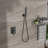 Dual Shower Head  10 Inch Wall Mounted Square Shower System With Roughin Valve,Matte Black-126618616
