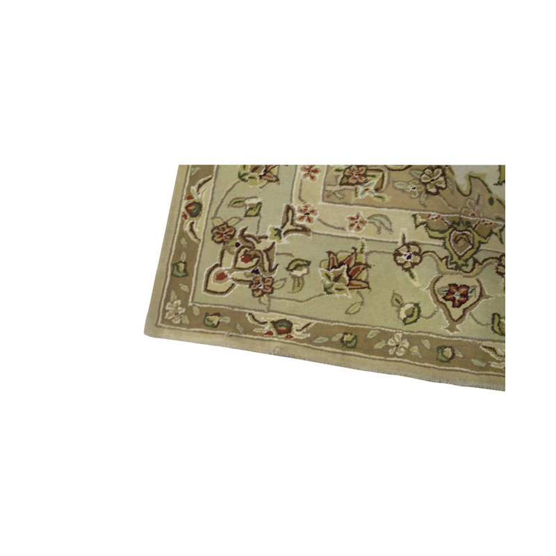Hand-Knotted High-Quality Gold and Light Green Area Rug