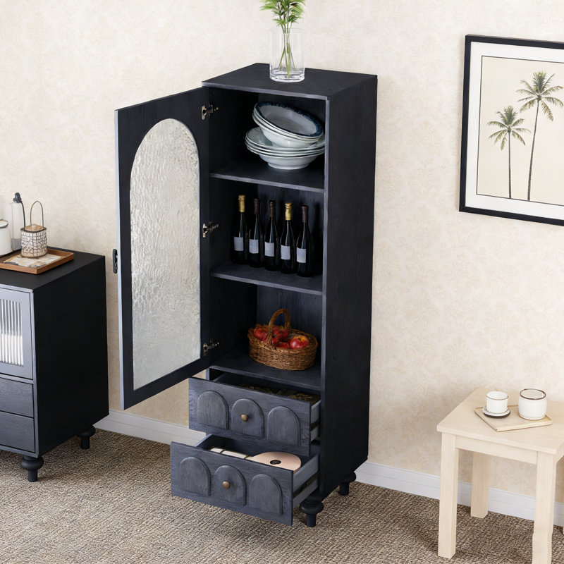 Vitrine de rangement 62,99 "avec porte en verre trempé, Bleu très foncé