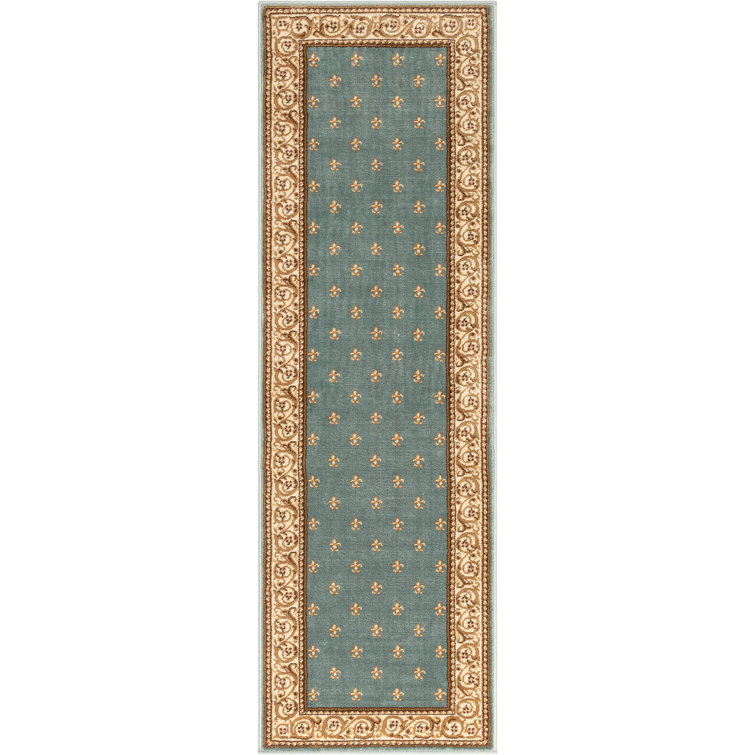 Doykos Fleur De Lis Traditional Oriental Light Blue Plush Rug