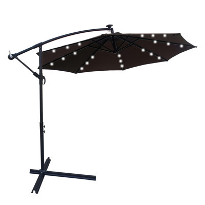 10-Foot Outdoor Patio Umbrella Solar Powered LED Lighted Sun Shade Market Waterproof 8 Ribs Umbrella -  Mocoloo, M-U27957-C