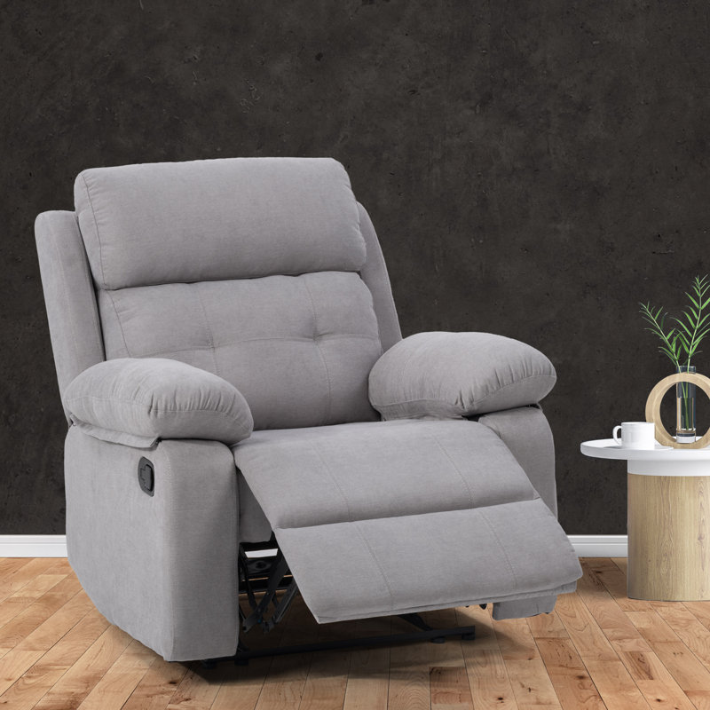 Upholstered Recliner, Light Gray Polyester