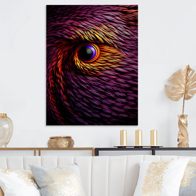 «Purple Feather Dreams I - Glam Feather», art mural en métal