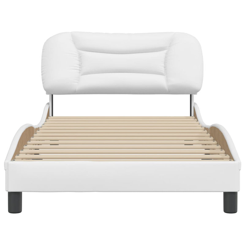 vidaXL Bed Frame without Mattress Hvar White 100x190 cm Faux Leather, White, Twin 39.4x74.8 in.