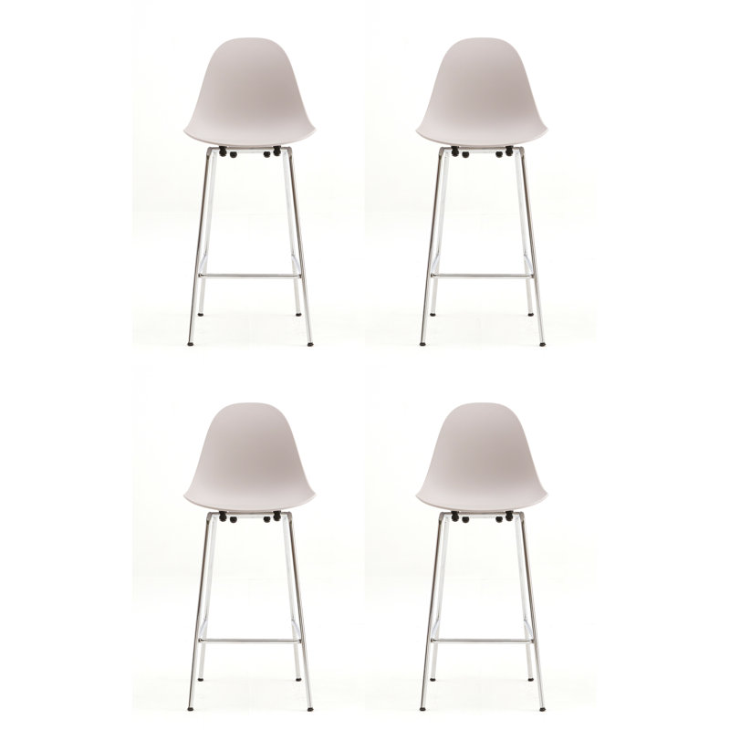 TA Bar & Counter Stool, Bar Stool (29.5" Seat Hight), Chrome, Cool Gray
