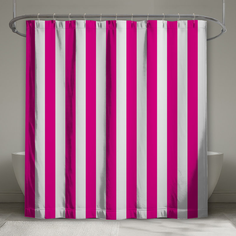 Pink White Stripes Shower Curtains Extra Long, L 70 po x H 84 po