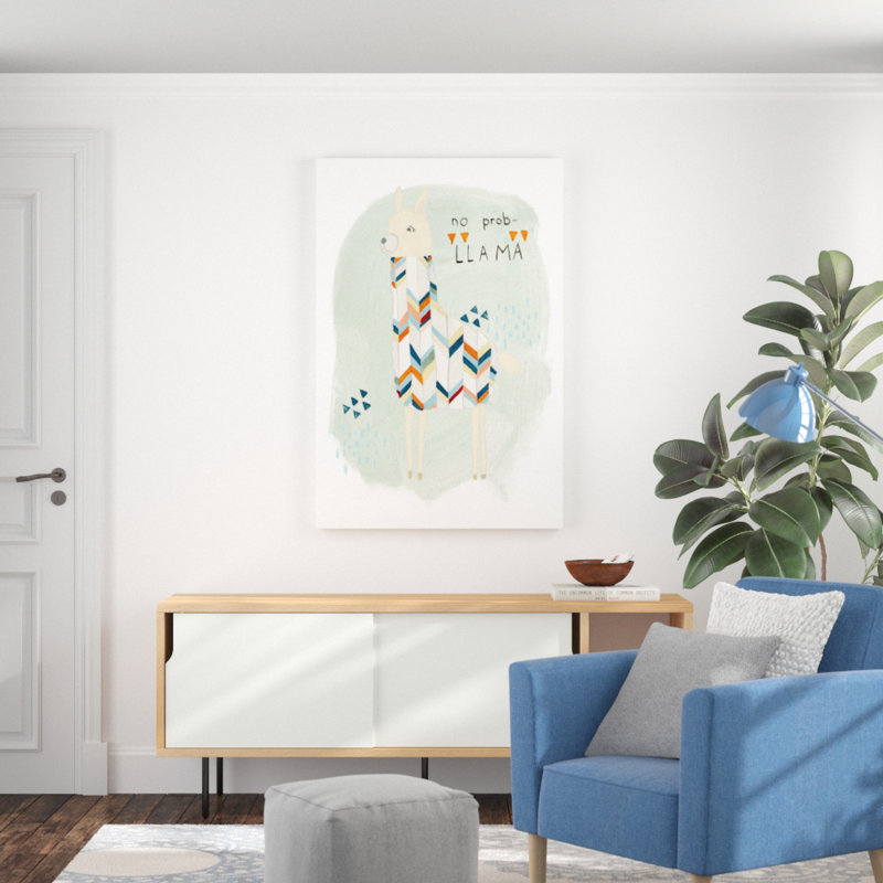 Llama Squad I by June Erica Vess - Painting on Canvas, 122cm H x 81cm W, Wrapped Canvas