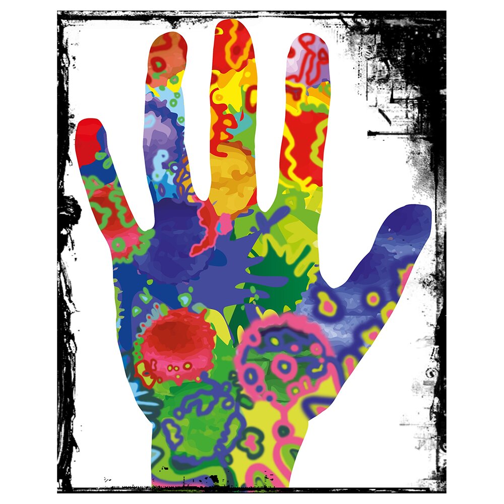 Leinwandbild - Grafikdruck „Multicolour Hand”