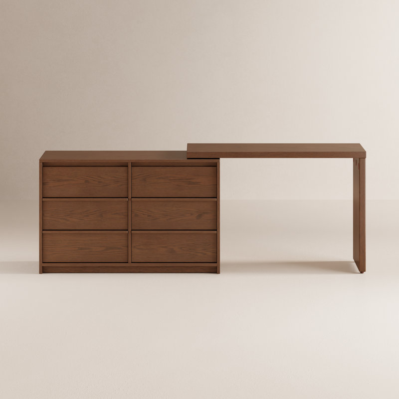 Anita Solid Wood Makeup Vanity with 6 Drawers, Adjustable & Storage