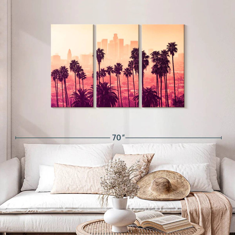 Palmiers à l'horizon de Sireci à Los Angeles, H 28 po x l 45 po