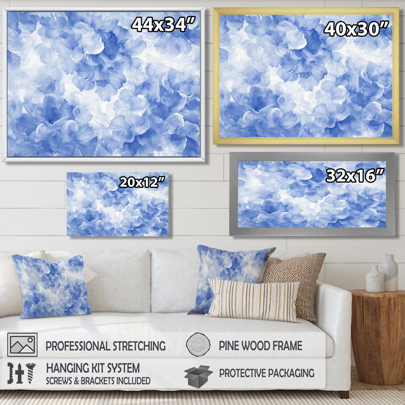 «Aqua Velvet Daisies Flower Flow I» - impression murale marguerites, H 16 po x l 32 po, White