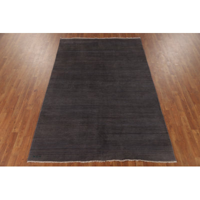 Tapis rayé gris et bleu Gabbeh 5 x 8