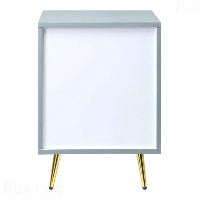 Table de chevet 2 tiroirs grise ultrabrillante