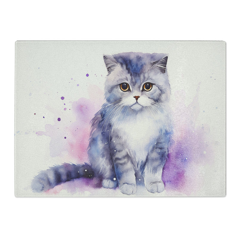 Cat Watercolour  Glass Chopping Board