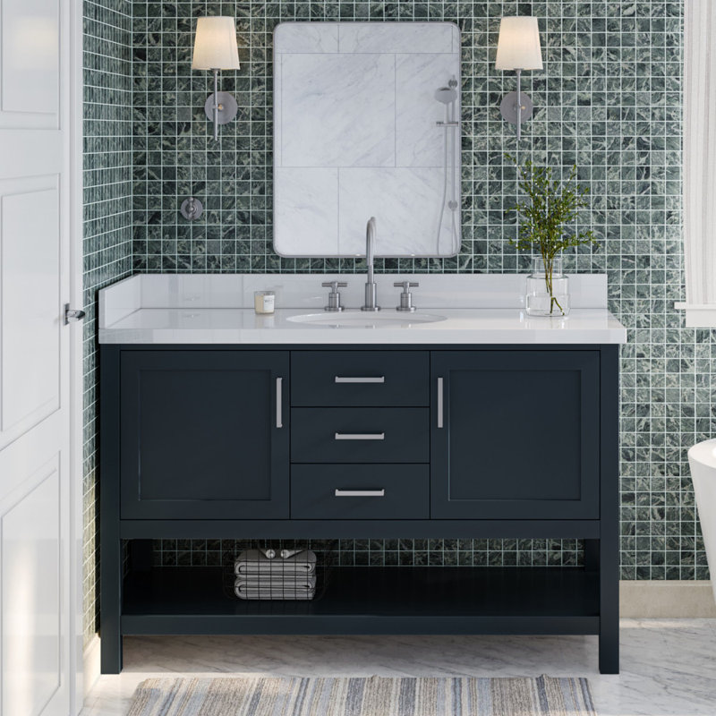Ensemble de meuble-lavabo simple 55 po Abby, Bleu minuit