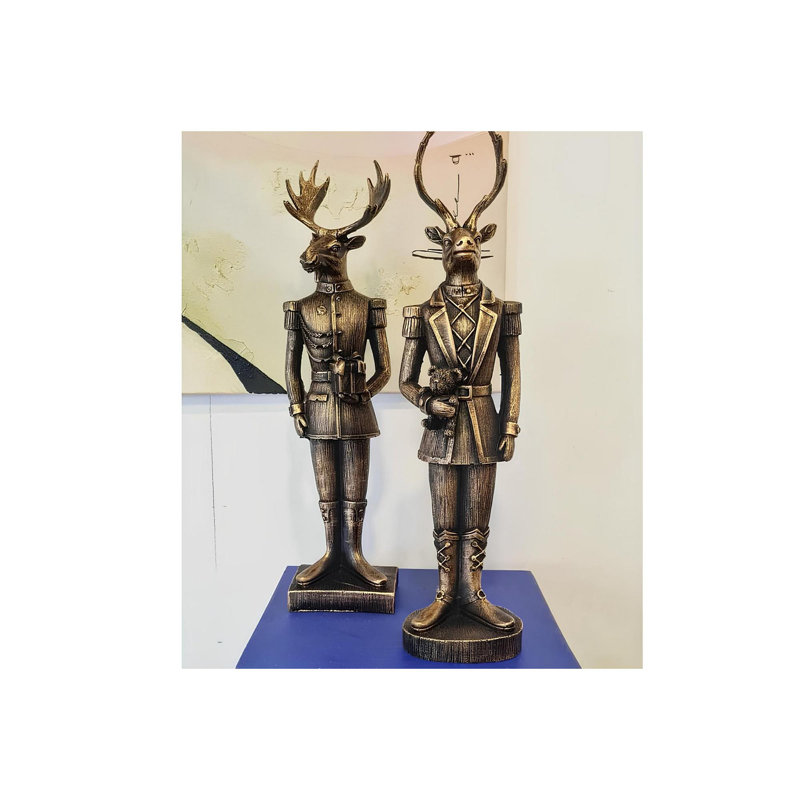 Decorative Object Set, 18cm H x 10cm W x 13cm D, Black/Gold