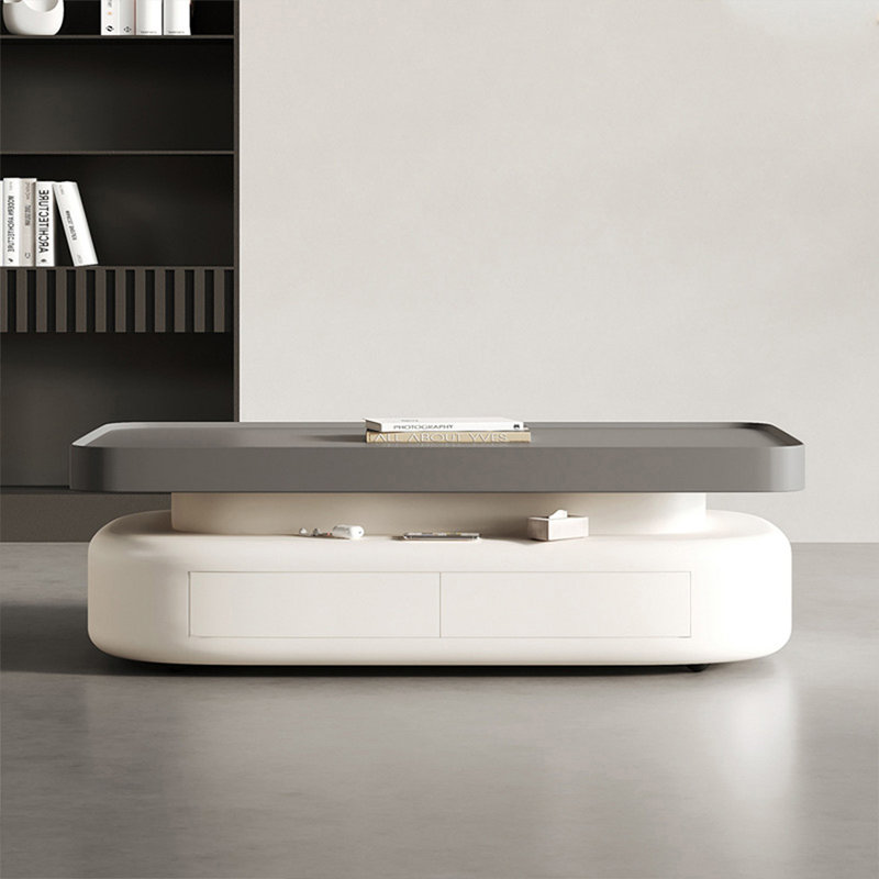 Table basse rectangulaire en bois manufacturé gris cristal et crème
