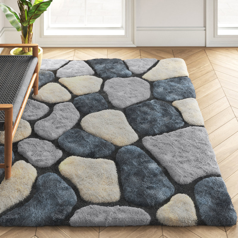Drew Hand Tufted Grey/Blue/Cream Rug, Rectangle 150 x 230cm