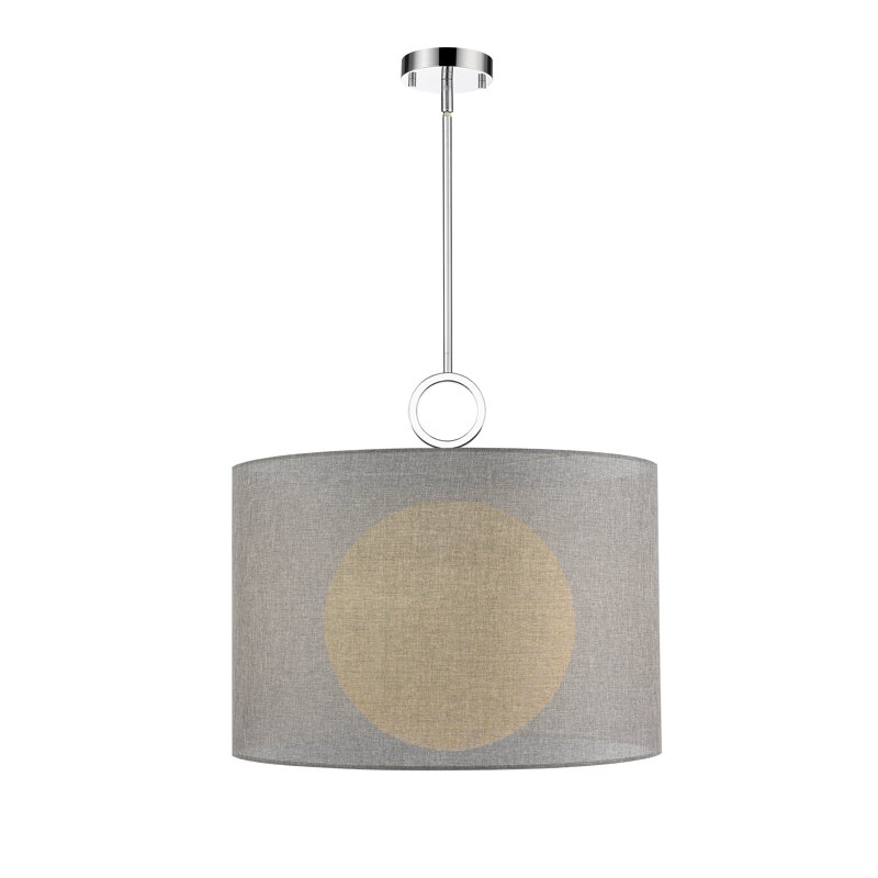 Luminaire suspendu cylindrique à 1 lumière Cayenne, Gris, H 22,75 po x l 24 po x P 24 po