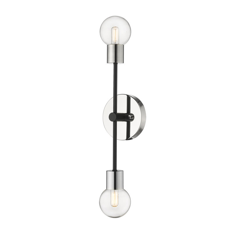 Applique murale articulée à 2 lumières à intensité variable Chelvey, Nickel poli, Transparent