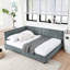Grey Velvet Full Size Bed Frame With Armrest And For Bedroom Living Space Upholstery Ergonomic Room