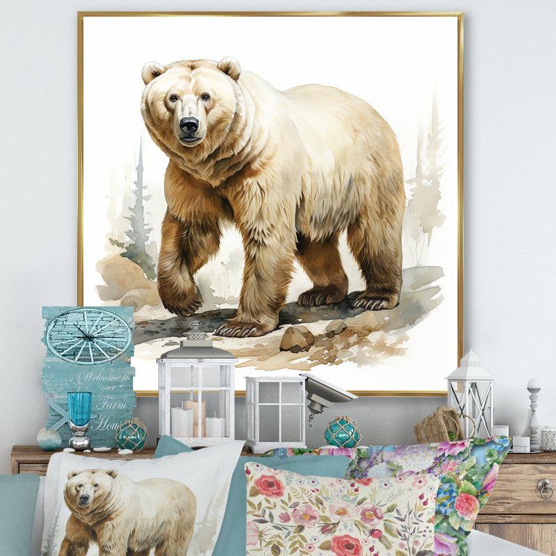 Hiver blanc, ours polaire I - ours 2, art mural, White Picture Framed, 30" H x 30" W
