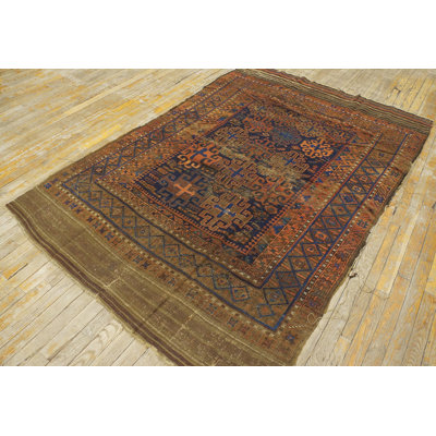 Earthy Antique Late 19th Century Tribal Geometric Afghan Baluch Rug