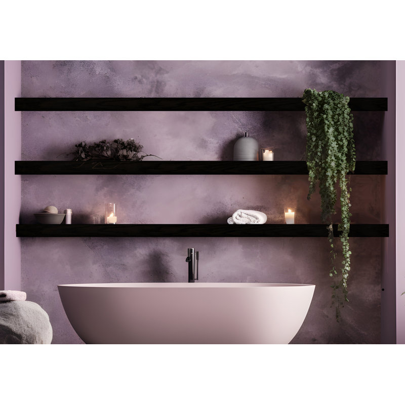Emerald Lee 3 Piece Oak Solid Wood Floating Shelf, Noir, H 4 po x l 52 po x P 7 po