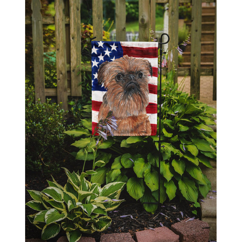 2 côtés en polyester de 2 côtés american drapeau de jardin, Brun / gris griffon de Bruxelles
