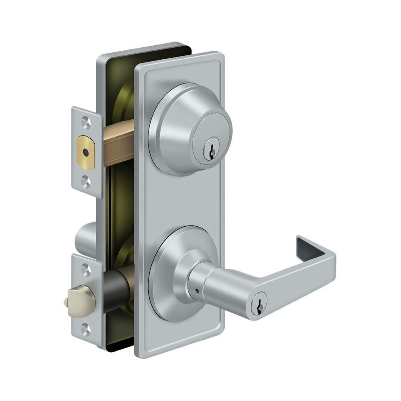 Deltana CL300ILC-26D Intercon. Verrou GR2, entrée avec levier Claredon en chrome brossé, Chrome brossé