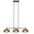 3-light 41"W Black Modern Dome Linear Pendant with Hand-woven Rattan Lampshade for Dining Room or Kitchen Island-1481996020