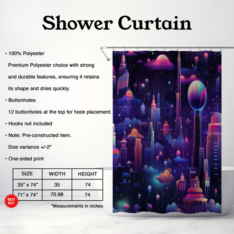 Futur rideau de douche Premium Vision, H 74 po x l 71 po