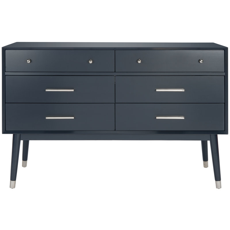 Commode 6 tiroirs Zack, Marine / Aargent