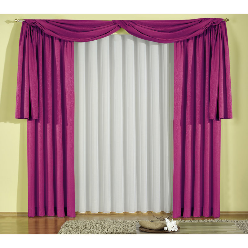 Friedland Synthetic Window Scarf, Single Panel, Opaque, 500cm Width x 135cm Drop, Pink