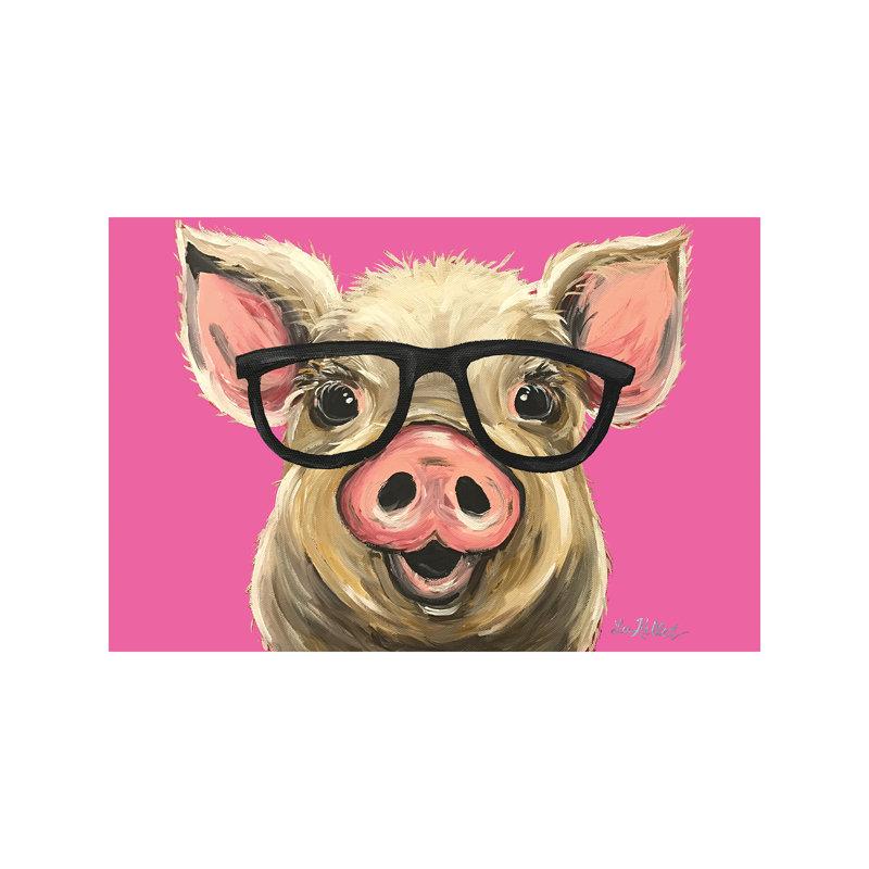 Rosey The Pig With Glasses by Hippie Hound Studios - Wrapped Canvas Painting, 101.6 cm H x 66.04 cm W x 1.91 cm D