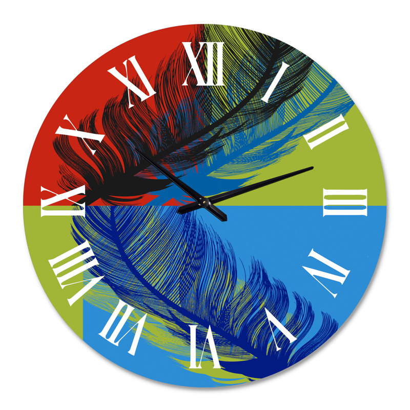 Tribal Feather Pop Art - horloge murale moderne, Moyen