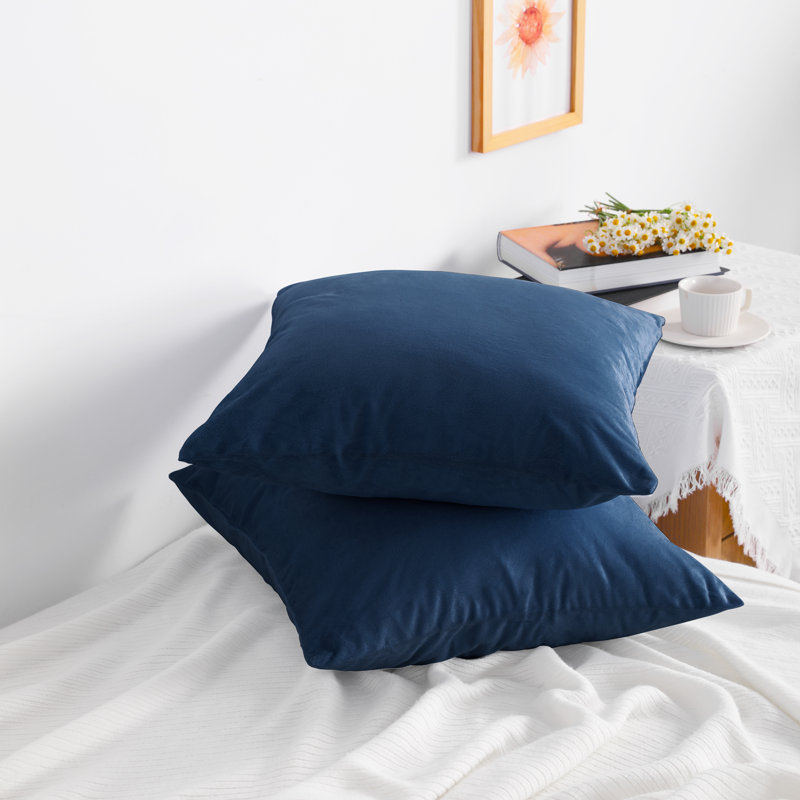 Housse de coussin carré à fermeture à glissière, housse en velours de luxe, très douce - NTBAY, Bleu marine