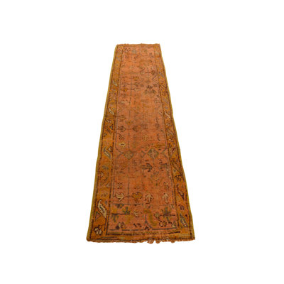 Tapis de couloir oriental orange en laine noué à la main 2 pi 1 po x 8 pi 3 po - MOA10278285