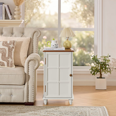 Armoire de plancher moderne de 27 po de hauteur, armoire à serviettes, armoire de rangement rétro avec portes et tablette réglable, console d'appoint pour l'entrée, le couloir, le salon, la cuisine, la salle de bain et le garage, blanc