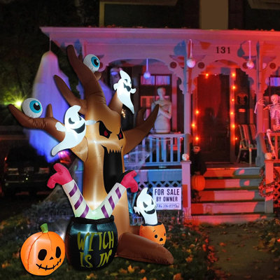 8 Ft Halloween Inflatables Ghosts, Eyeballs, Pumpkins, Cauldron & Witch Legs