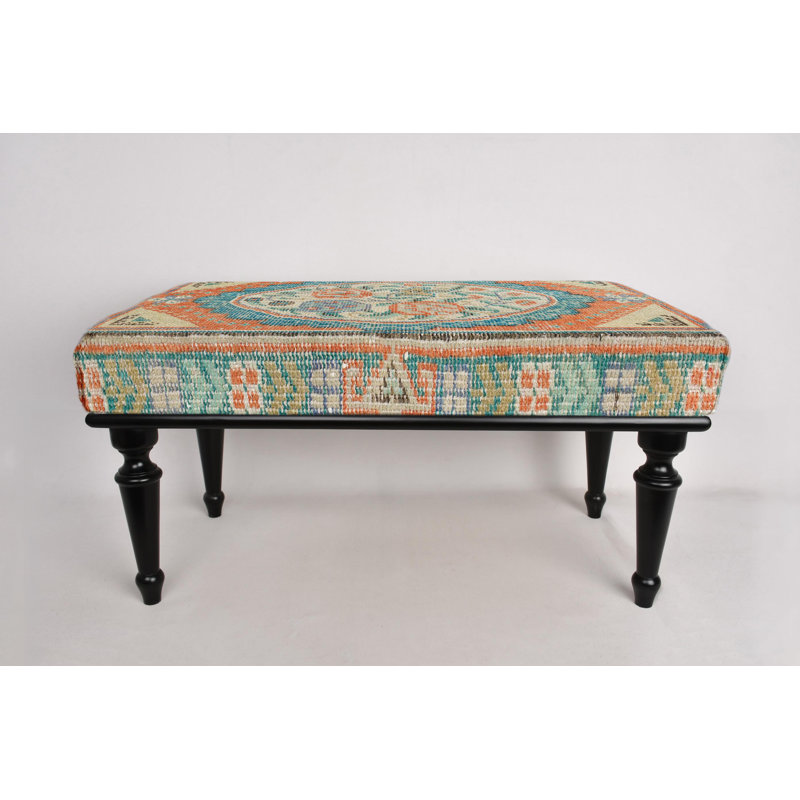 Banc à motif rose, banc de véranda, banc de repose-pieds, banc rembourré, banc de tapis turc, banc Kilim, banc de décoration intérieure, banc fait à la main