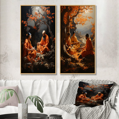 L'hindouisme Upanishads Wisdom Walnut - ensemble de 2 impressions sur toile de l'hindouisme