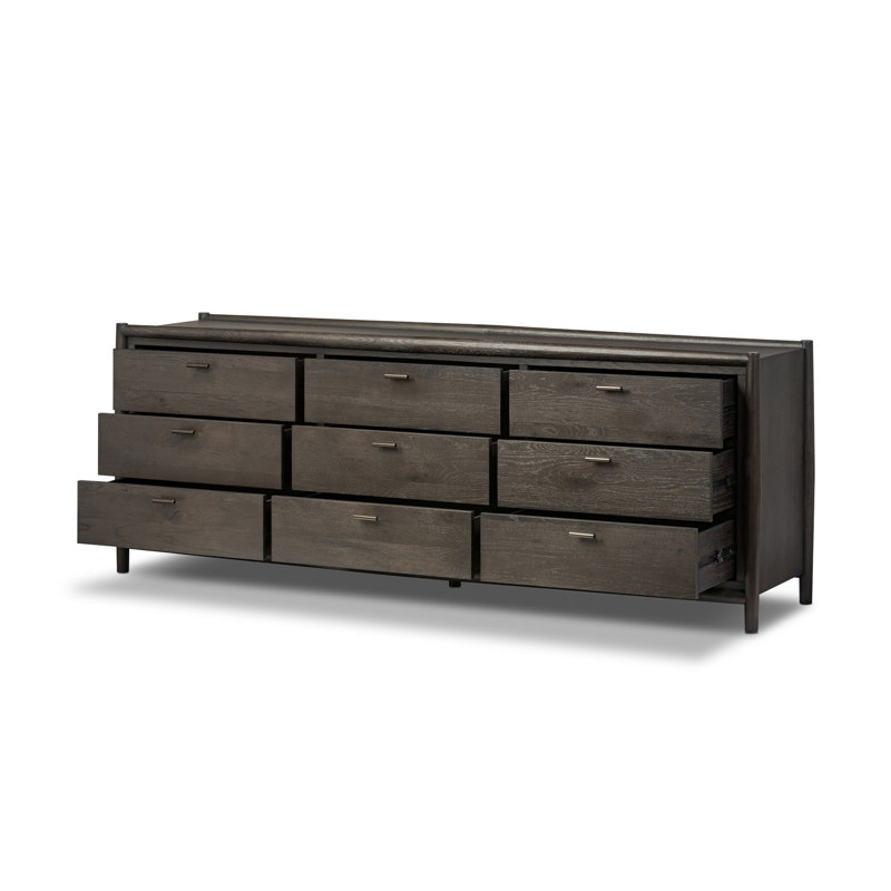 Commode double 9 tiroirs Cayenne, Noir fumé