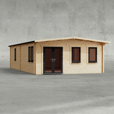 Powersheds 34 x 18ft Apex Manor Log Cabin., Doors to the left - 44mm
