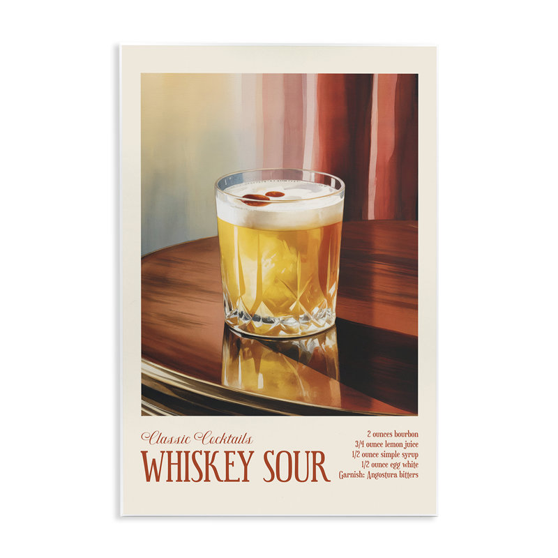 Plaque murale Whiskey Sour sur table, design par Andreas Magnusson, 15" H x 10" W