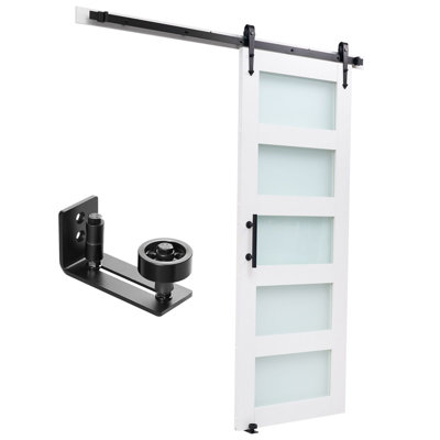 4.93"H × 86.23"W × 15.56"D Sliding Barn Door with Hardware Kit, 30" x 84", MDF, H-Frame