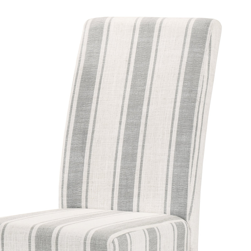 Chaise Parsons rembourrée Olin, Rayures grises/Beige pâle