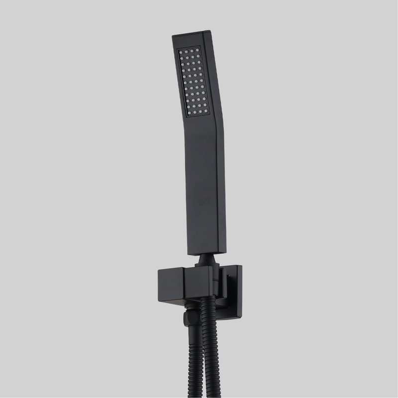 Système de douche de plafond - Noir mat avec douchette et tête de 10 po pour salle de bain, Noir